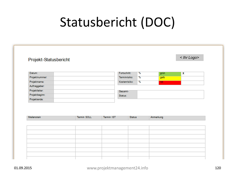 Projekt Statusbericht In Word Projektmanagement